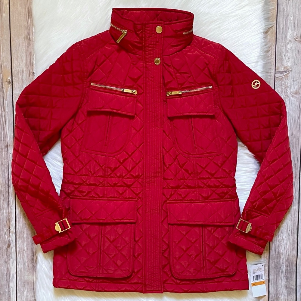MICHAEL Michael Kors Quilted Crimson Red Jacket - Picture 2 of 11